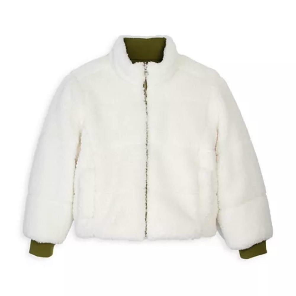 Cozy 2 in 1! 🥰 Aqua Girls' Reversible Puffer Jacket - White and Olive